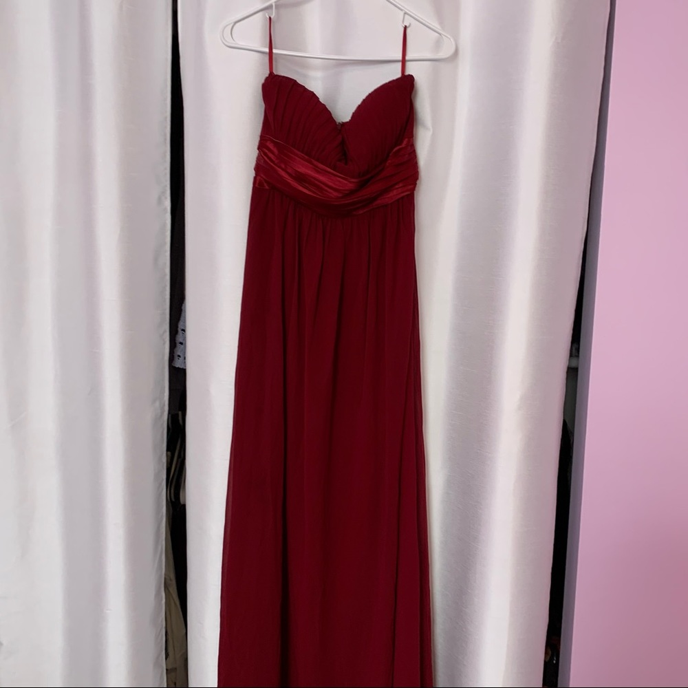 Burgundy/Red Floor-length Strapless Dress